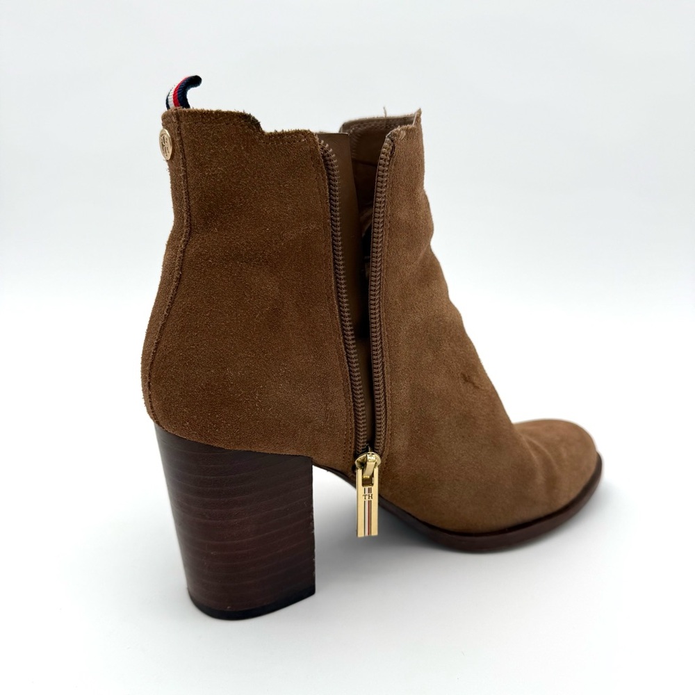 Tommy Hilfiger Women's Brown Suede Ankle Boots Size 6 Heels Zip Zipper - Picture 5 of 13